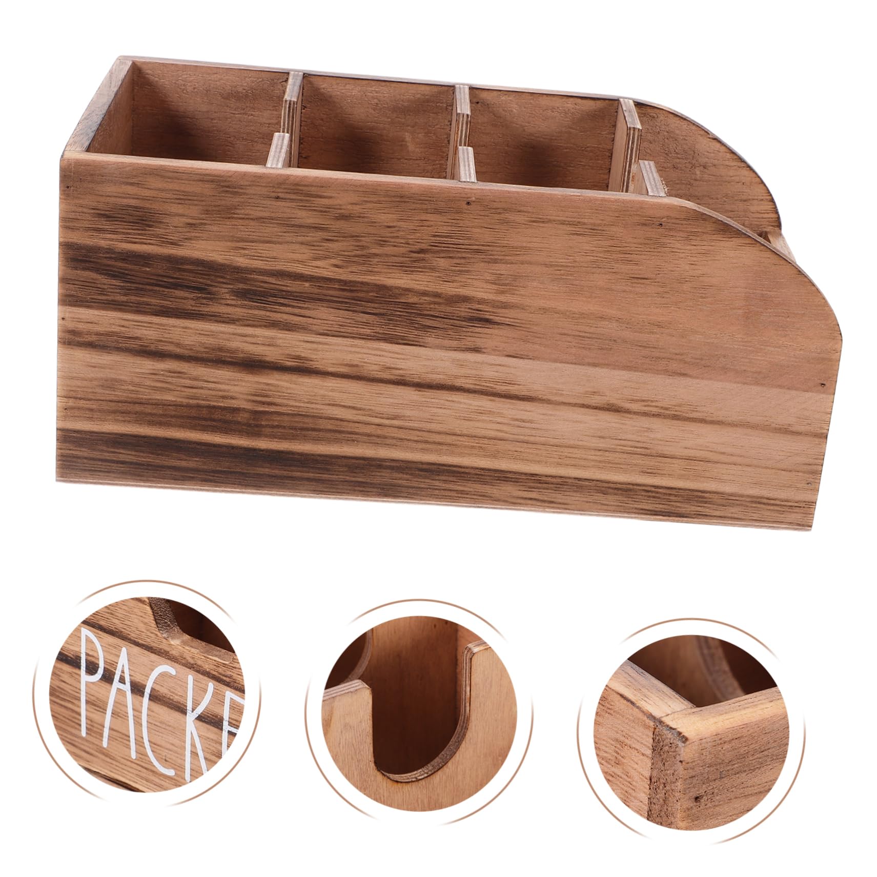 Alipis Caja Organizadora de Madera Marrón para Bolsitas de Té y Sobres de Azúcar, Ahorro de Espacio y Fácil Acceso en Armario de Cocina