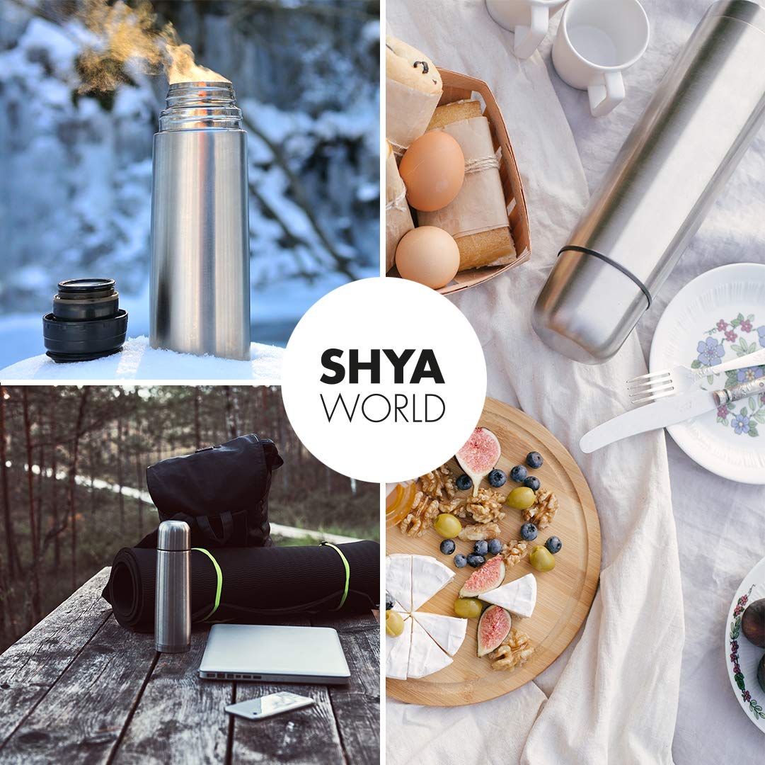 ShyaWorld Stainless Steel Bottle Stainless Steel Metal with Push Button Dispenser for Liquids, Preserves Cold and Hot Liquids 0.5 L - 500 ml (Blue 500 ml 2 UDS)