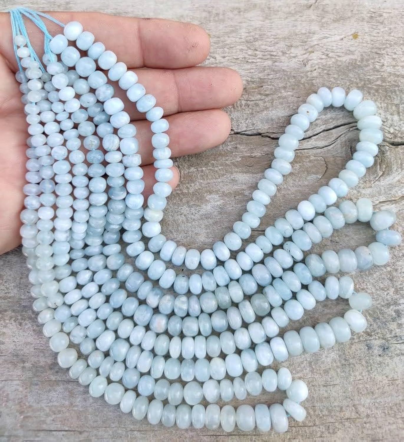 Perles en aigue-marine naturelle enfilage élégant pour bracelet d'été et bijoux faits main