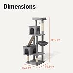 Amazon Basics Cat Tree for Indoors Cats, Multi-Level Cat Tower Cat Condo with Scratching Post, Cozy Hammock and Perches for Adult Cats, Interactive Dangling Ball, L – 60.1” (152.7cm) H, Grey