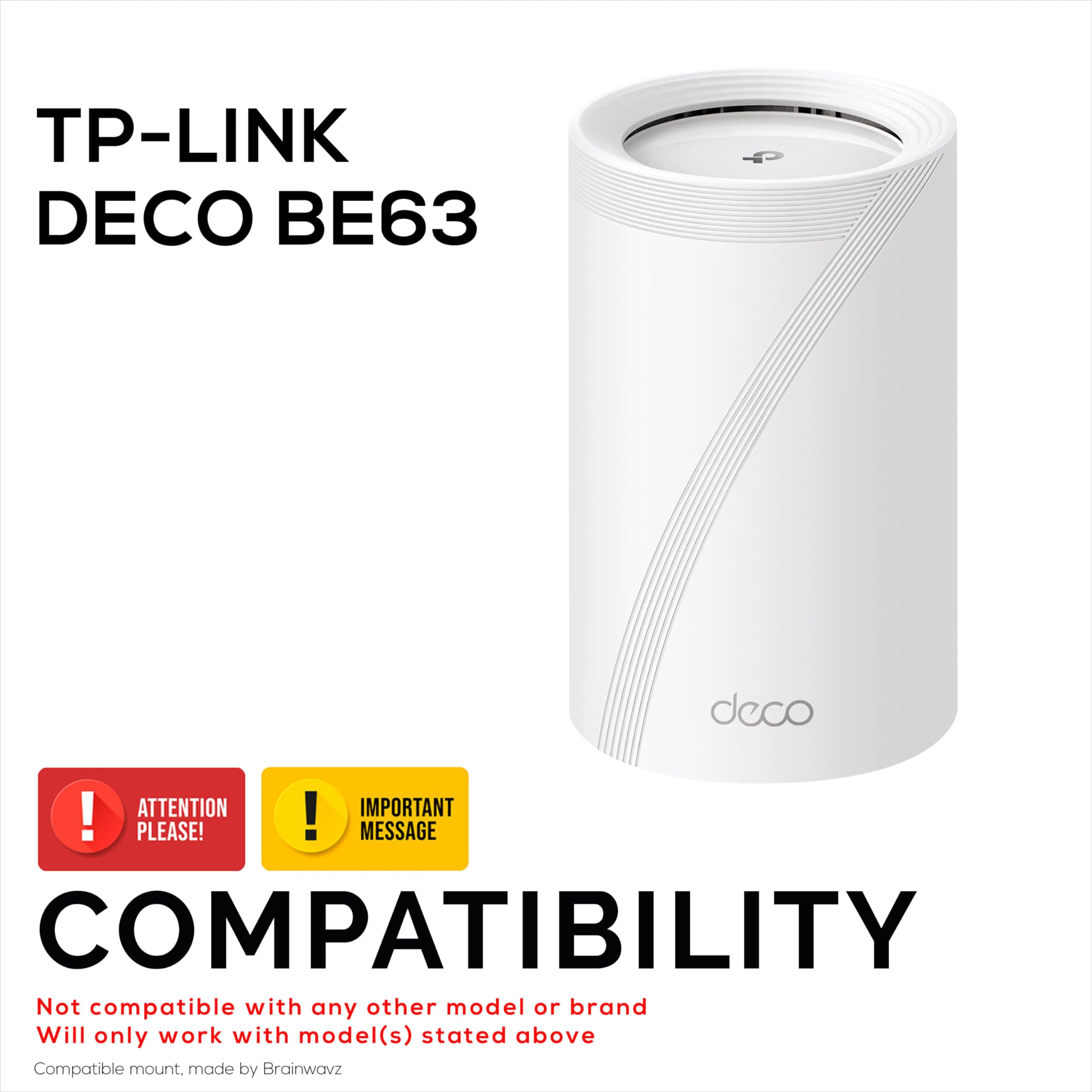 Supporto adesivo da parete per router a rete WiFi TP Link BE63 (BE1000), facile da installare, da attaccare e avvitare Brainwavz