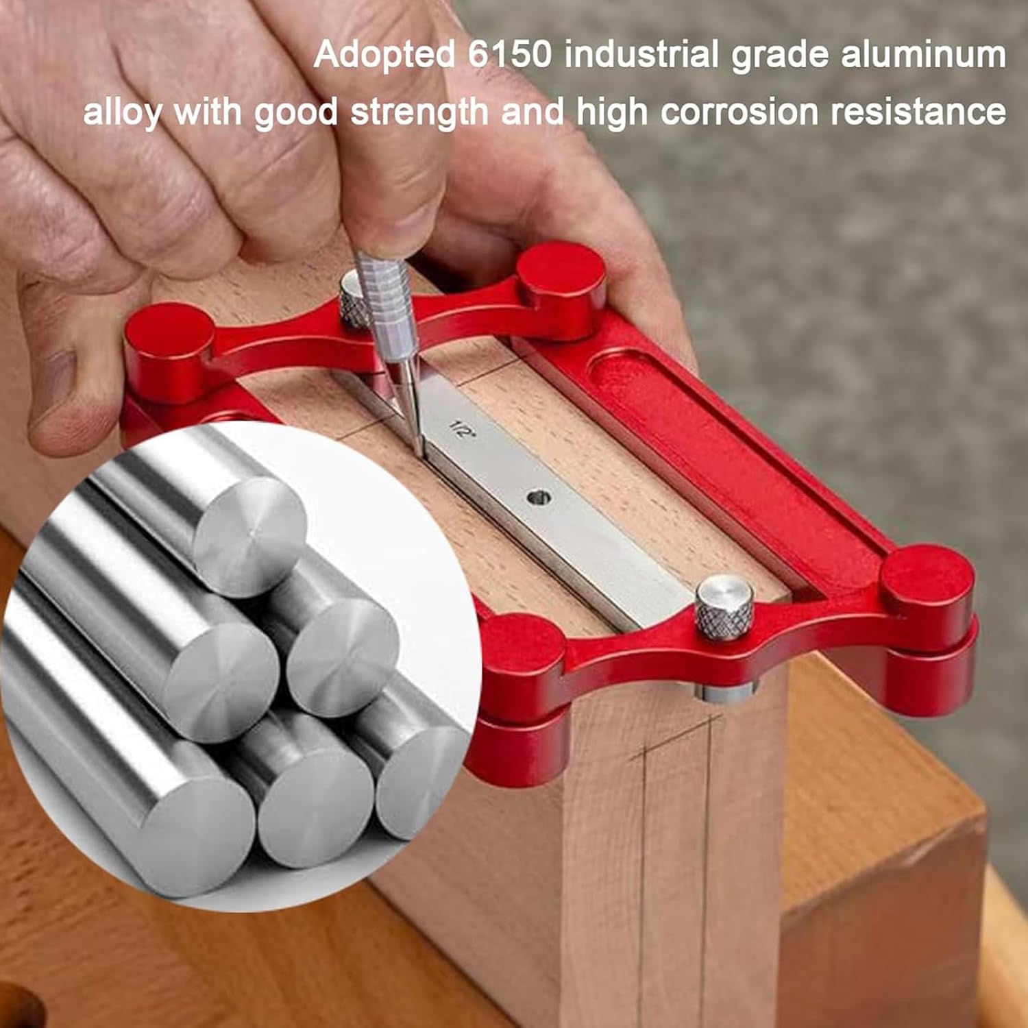 Woodworking center locating gauge, stainless steel layout center gauge tool,with stainless steel interchangeable marking rods,precise layout tool for all woodworking proje (Inch/Metric)