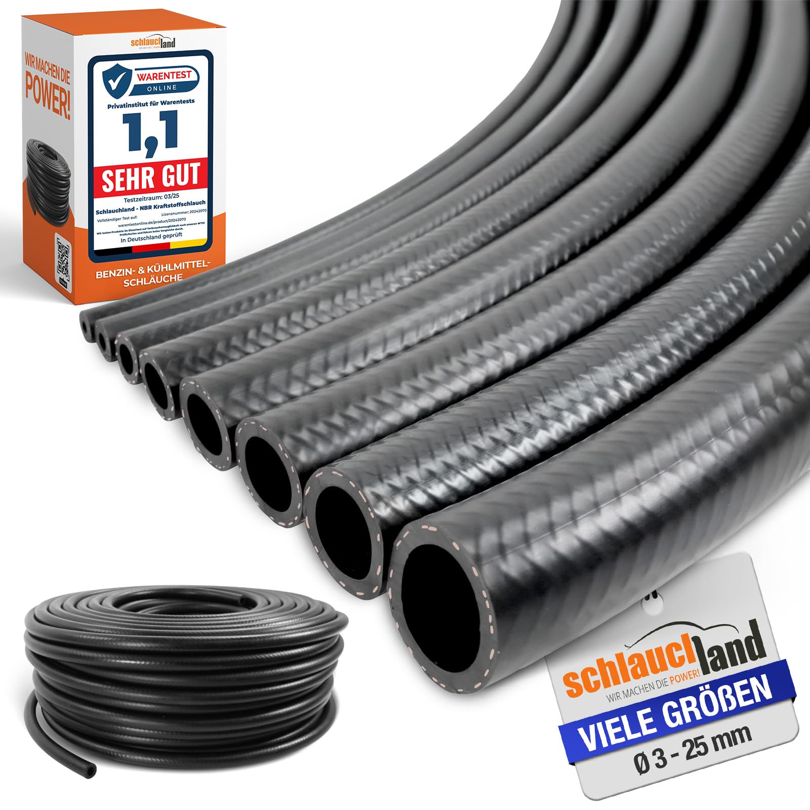 9m NBR Benzinschlauch Ø 28 x 26 mm Kraftstoffschlauch Dieselschlauch 100°C | VIELE GRÖSSEN & LÄNGEN | Ölschlauch Gewebe-verstärkt Gummi-Schlauch Ölleitung DIN 73379 Kraftstoff-Leitung Auto KFZ