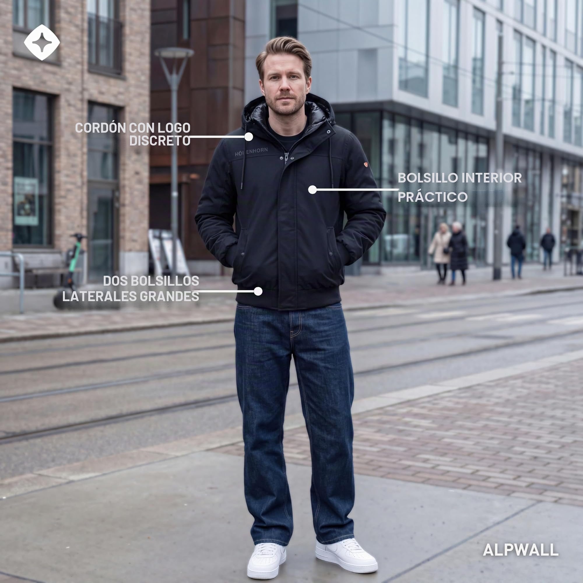 Höhenhorn Alpwall - Chaqueta de invierno para hombre, forrada, impermeable, transpirable