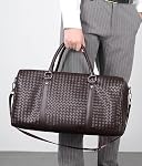 Sac de voyage en cuir pour hommes, sacs de nuit woven sur week-end pour sport d'affaires Gym (Brown)