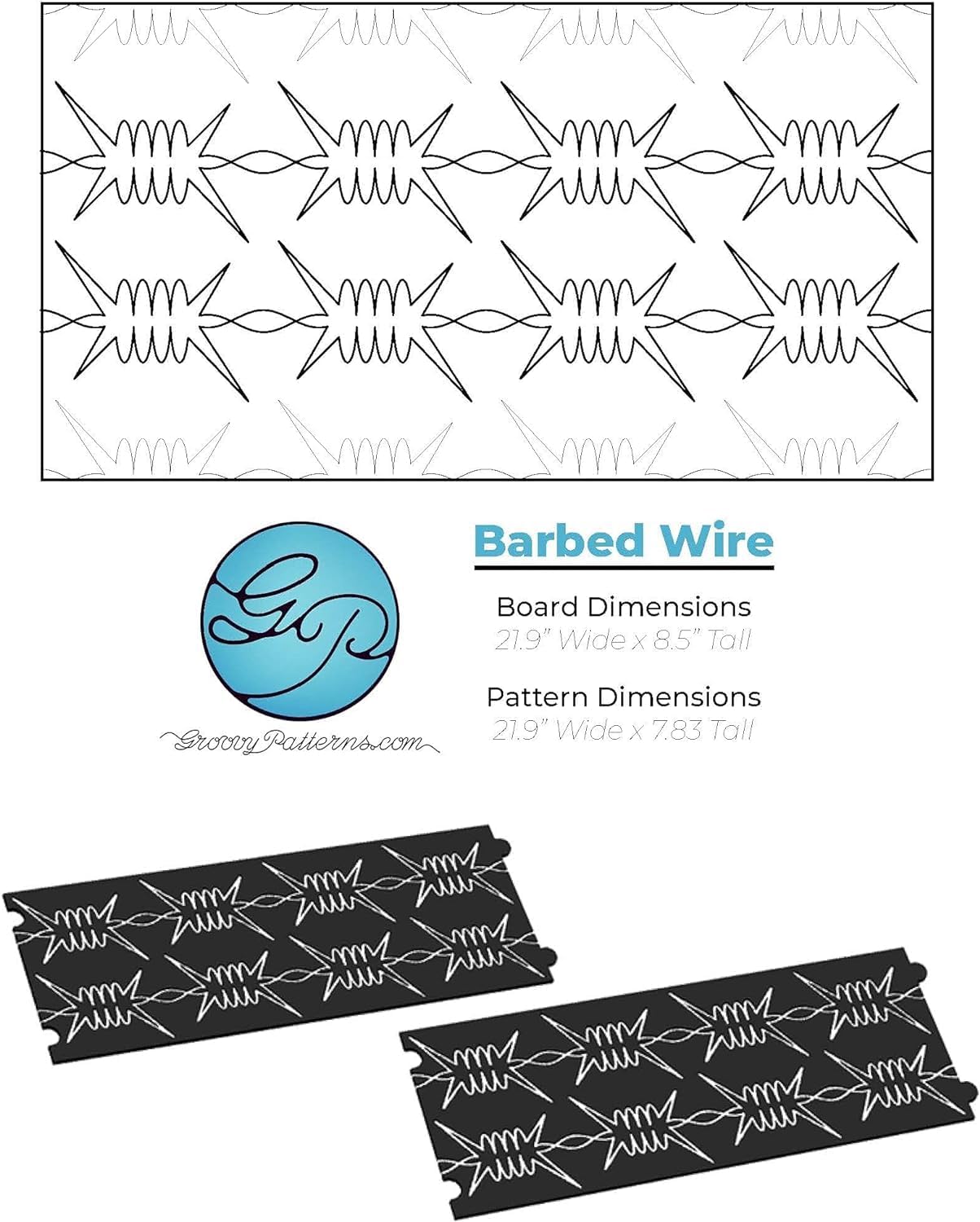 Groovy Patterns - Barbed Wire - Long Arm Board Sewing Patterns - Quilting Templates Sewing Supplies
