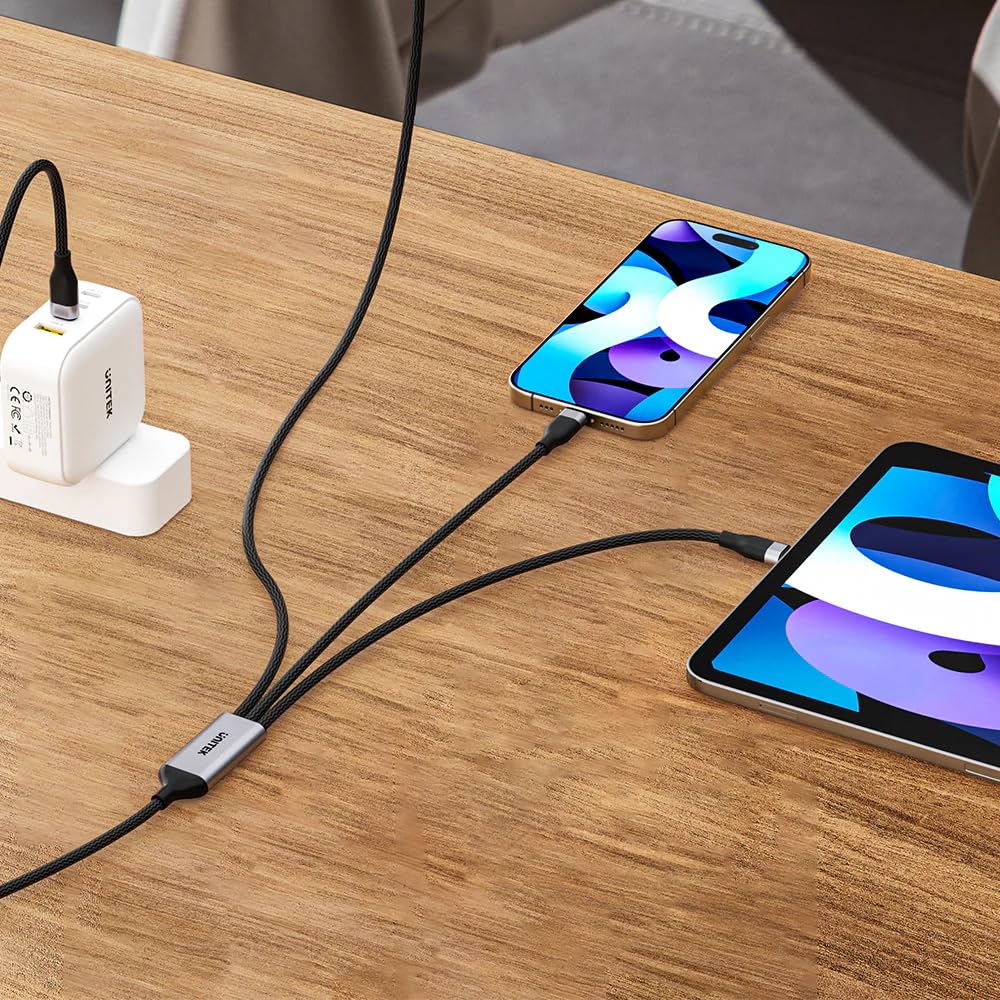 Unitek Type-C 3in1 Lightning USB-C Micro USB Çoklu Şarj Kablosu 20W 1,5M