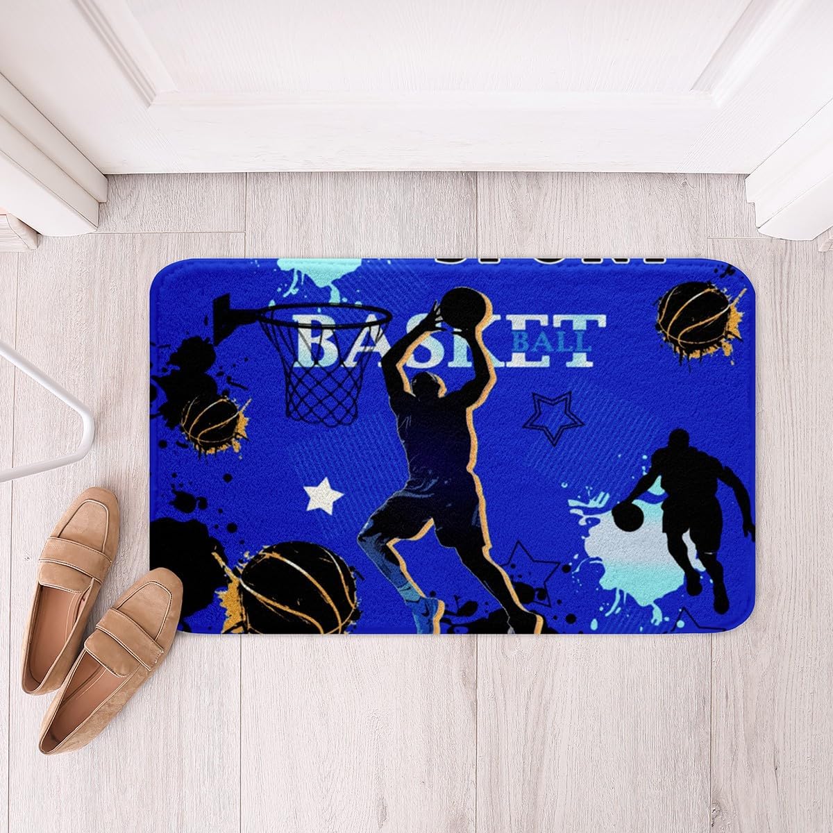 Feelyou Basketball Bathroom Accessories 16"x24" Gaming Sports Bathroom Rugs for Kids Boys Girls Decor Ball Games Bath Mats Breathable Soft Lightweight Microfiber Blue Bedroom Decor image 2