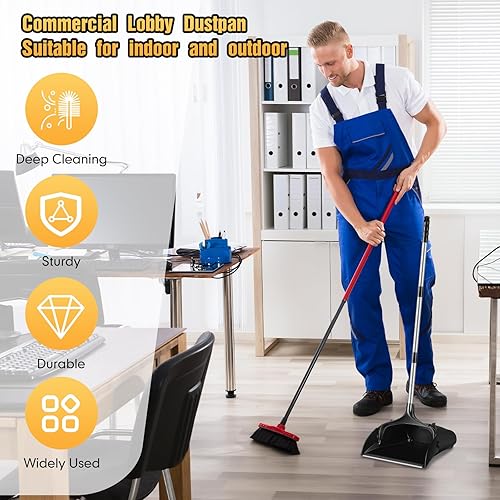 Miniatura 9 de Maxcheck Recogedor de plástico para vestíbulo de 12 piezas, recogedor vertical a granel, recogedor de plástico con mango largo, recogedor vertical