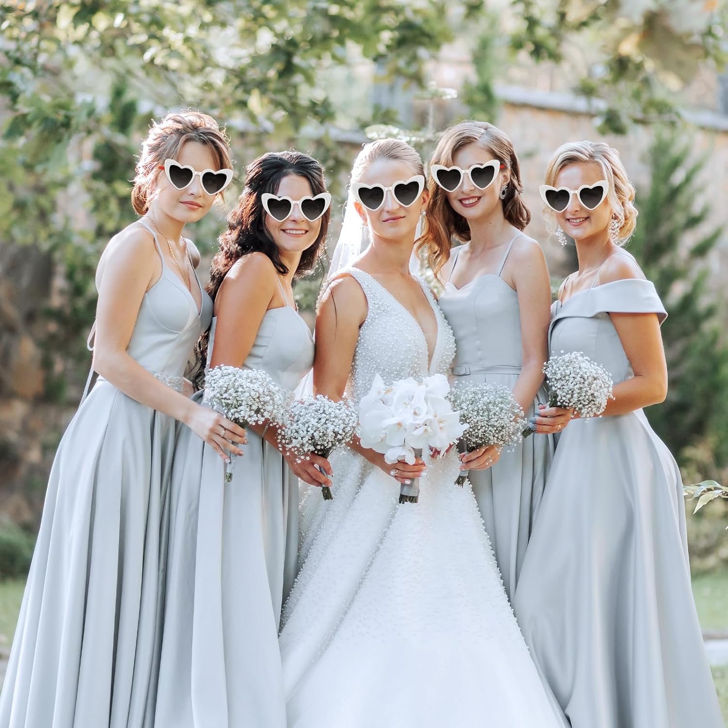 4/6/8/10/12 Pack Bachelorette Sunglasses Heart Sunglasses Vintage Heart Shaped Glasses for Women Bridal Party Wedding - Image 4