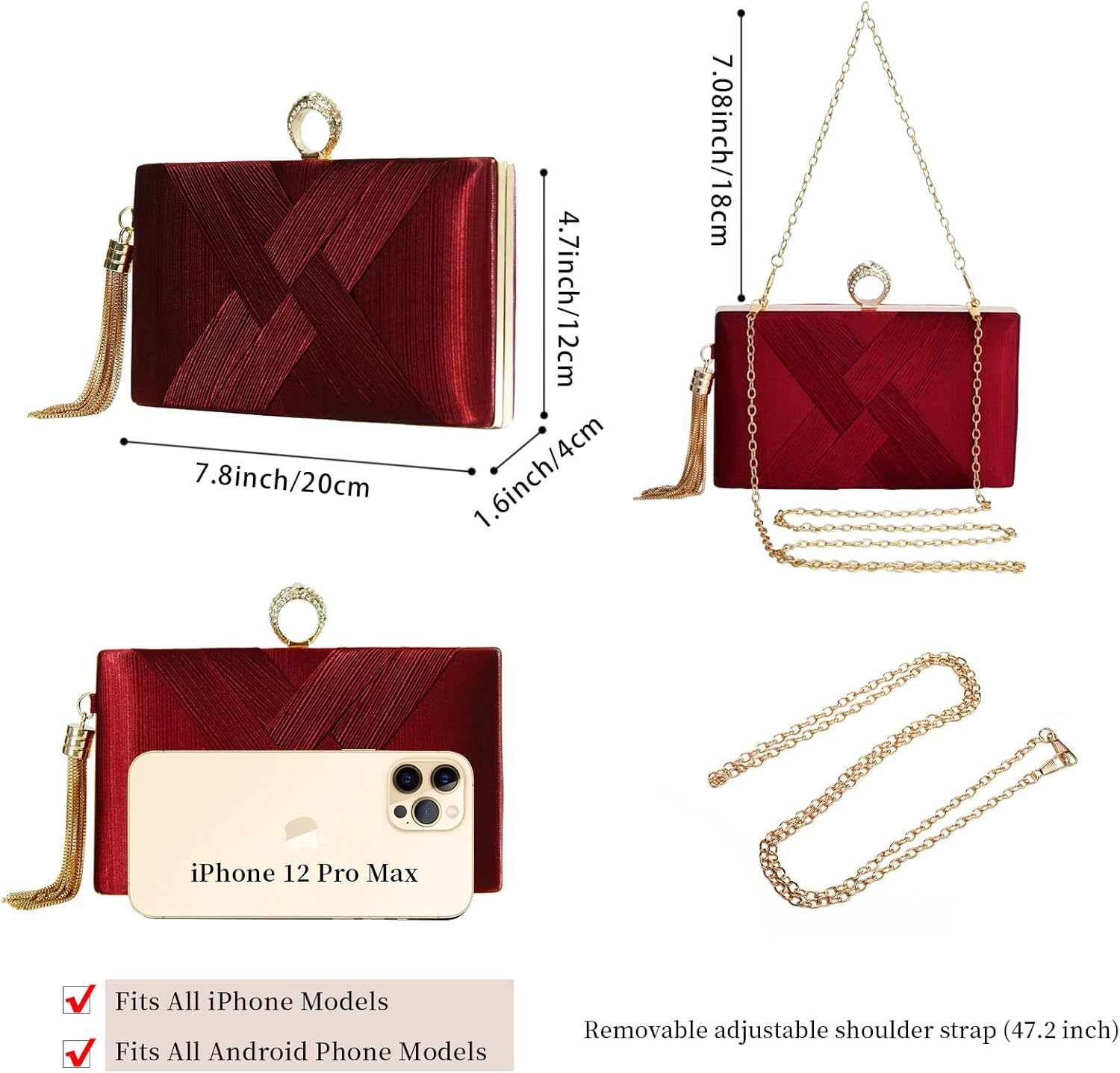 Clutch Purses for Women Tassel Evening Clutch bag Sparkly Diamond Crossbody Shoulder Bag For Wedding Night out Party - Image 4