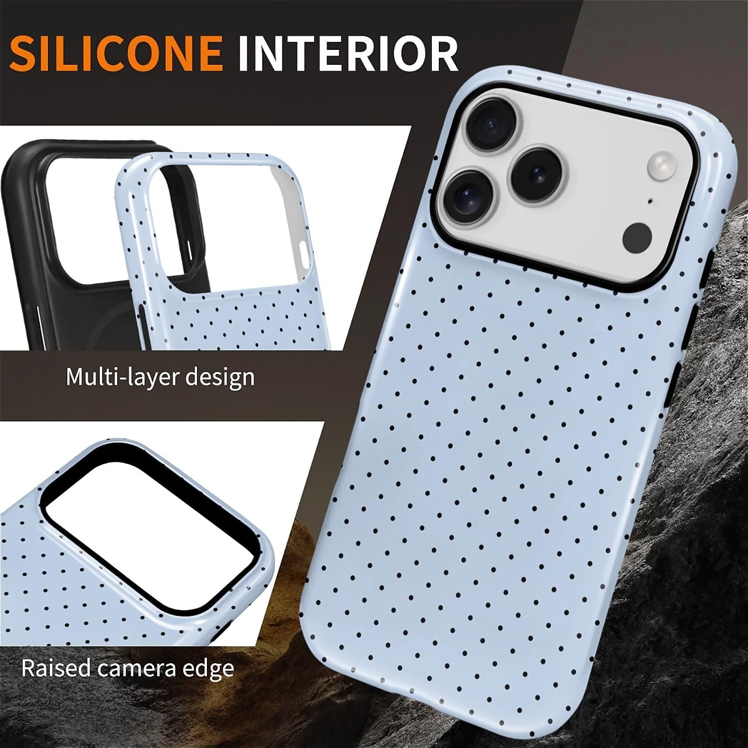 for iPhone 17 Pro Case,Compatible with MagSafe,Cute Fashion Polka Dot Pattern Design for Women Girl,Soft TPU Durable Protection Case for iPhone 17 Pro-Blue Blue iPhone 17 Pro