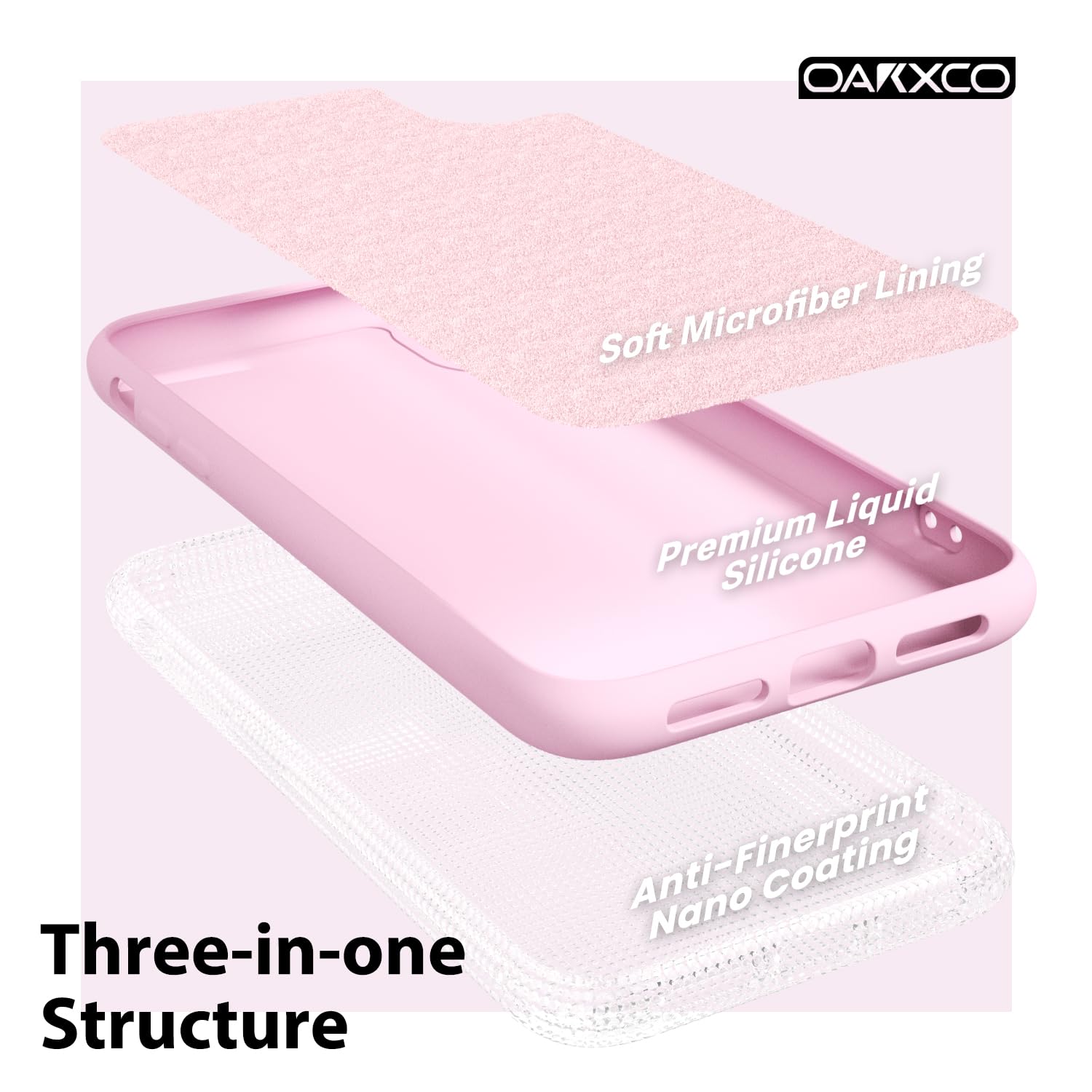 oakxco for iPhone 16 Pro Max Case Liquid Silicone, Soft Rubber Gel Elegant Aesthetic Basic Simple Cover, Cute Thin Slim TPU Matte Solid Color Plain Smooth Case for Women Girl, Light Pink — view 761