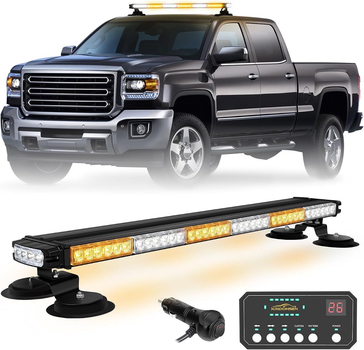 XRIDONSEN 28.4  80 LED Roof Strobe Light Bar Amber White Magnetic Lights