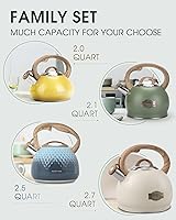 Vista 8 de Hervidor de Té para Estufa, Hervidor de Té Silbante de 2.1 Cuartos para Estufa, Teteras con Mango Plegable de Acero Inoxidable de Grado Alimentario