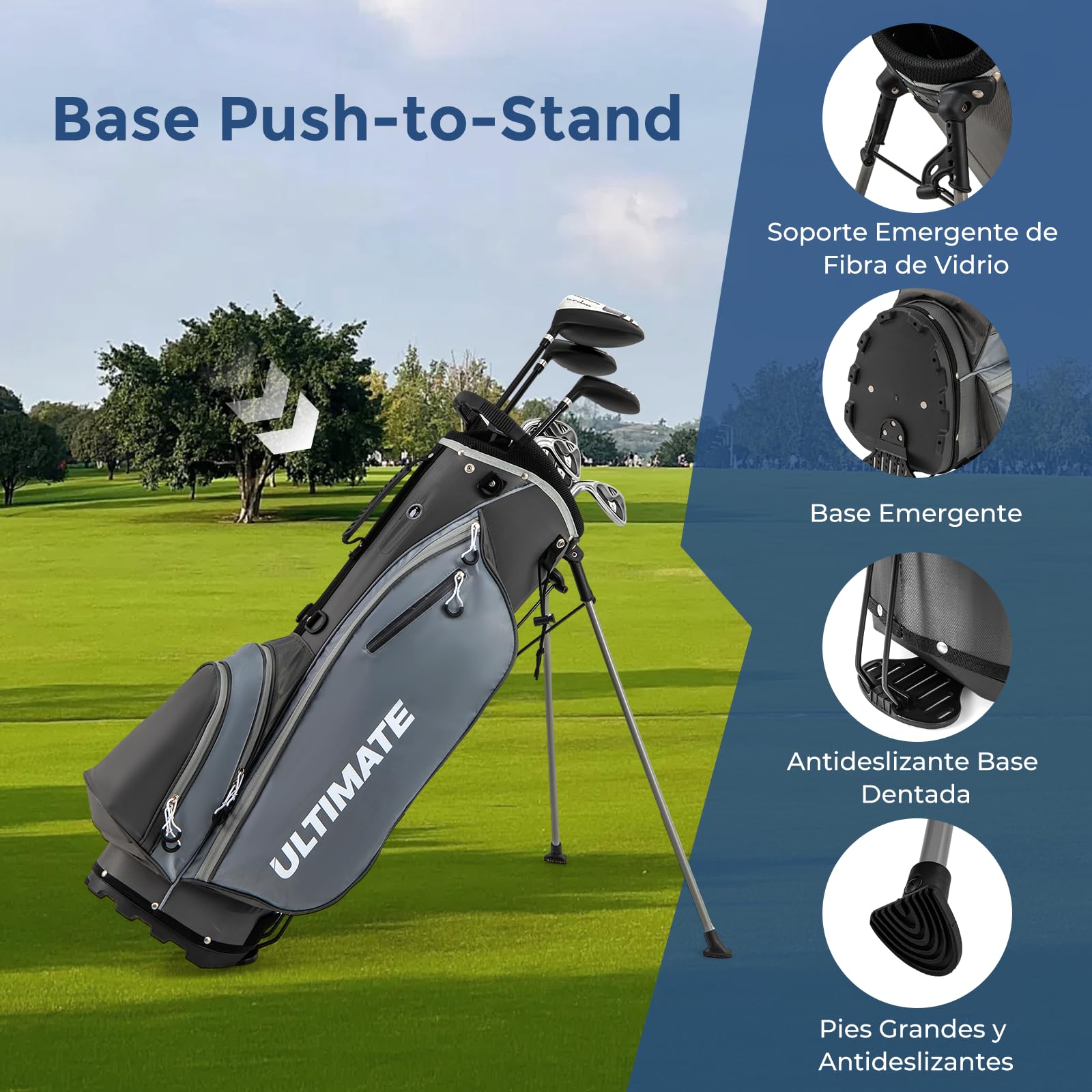 GOPLUS Juego de Golf Completo para Hombre, Juego de Palos de Golf Portátil para Zurdos con Correa de Hombro y Asa, Driver #1, Fairway #3, Híbrido #4, 5 Palos de Hierro y un Putter