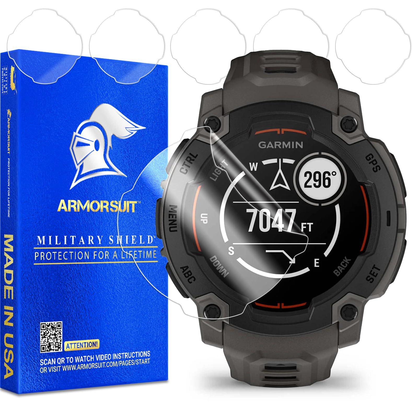 ArmorSuit 6 Pack for Garmin Instinct E 45mm Screen Protector MilitaryShield HD Clear TPU Film - Made in USA