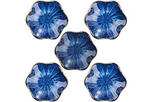 Blue Flower Plates Ceramic Floral Small Prep Bowls
