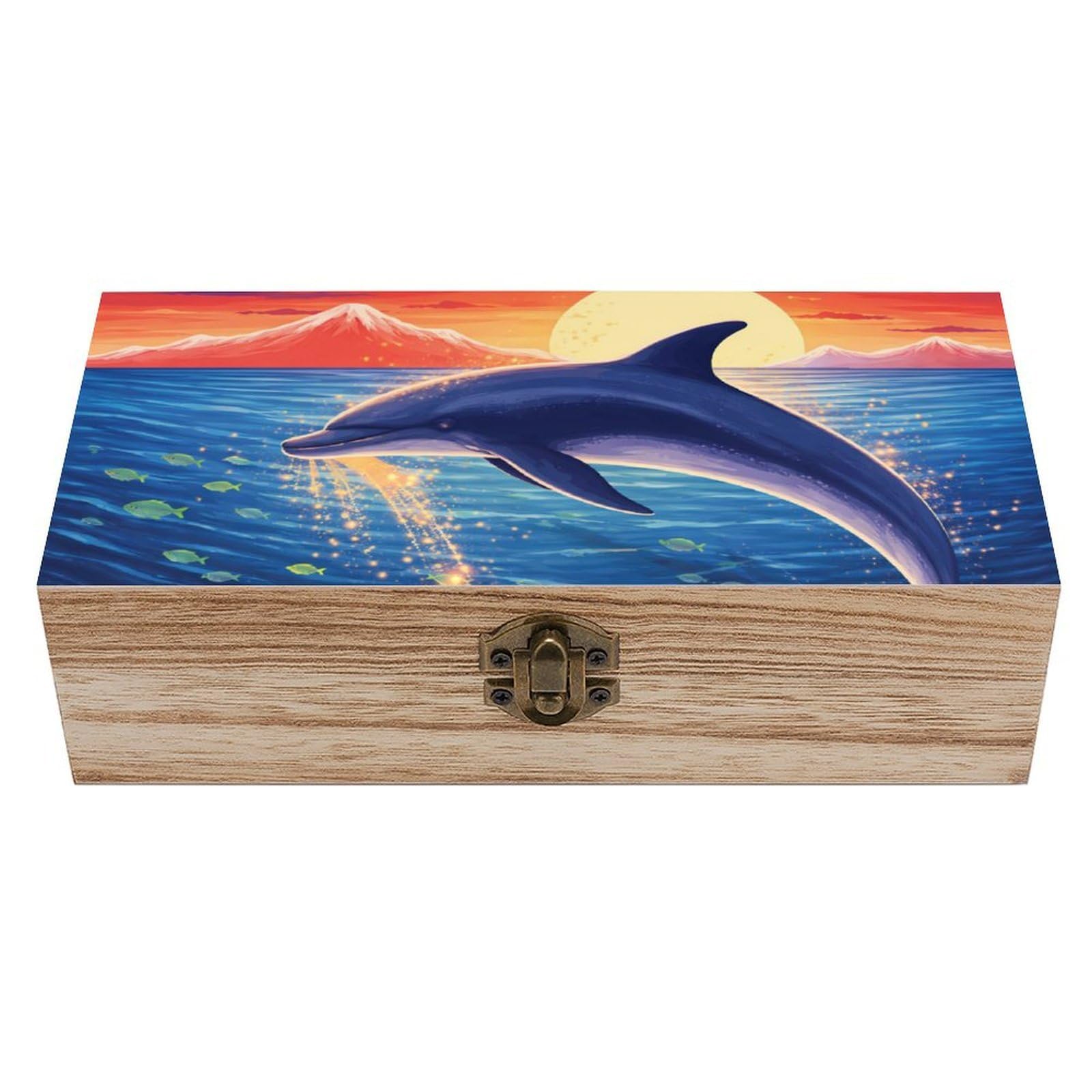 HLBSDM Cartoon Whales Background Wooden Storage Box