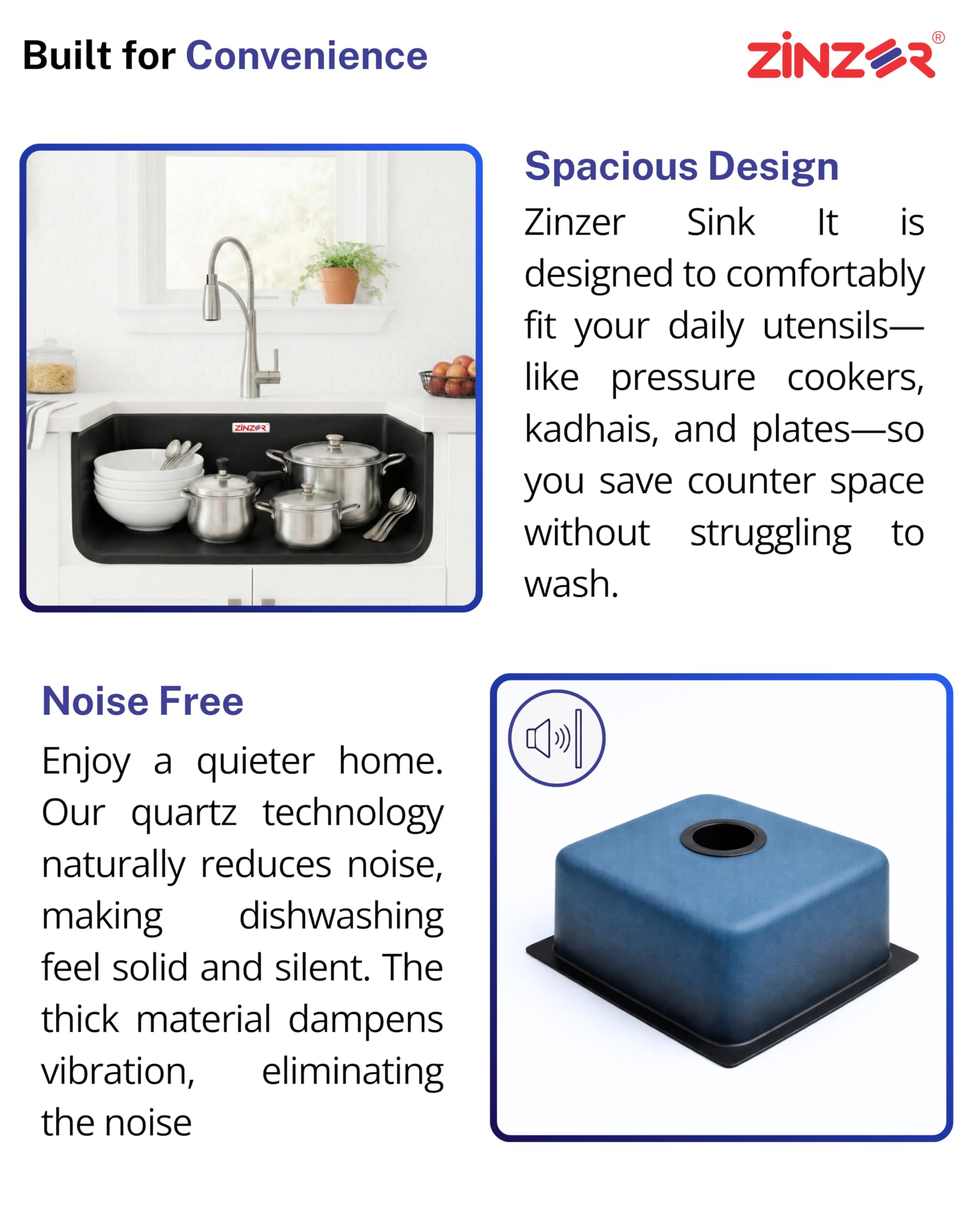 Zinzer Quartz Kitchen Sink - Midnight Black -4 Zinzer Quartz Kitchen Sink - Midnight Black -4