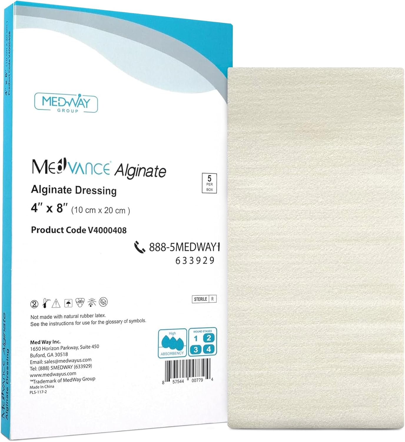 MedVance Silver Calcium Alginate Ag Sterile Highly Absorbent Dressing, (0.8" x 12") Pack of 10