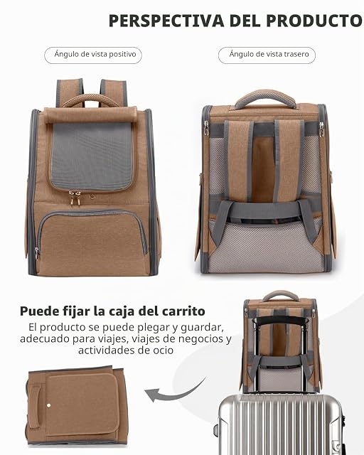 Foto 5 de 6 de PETCUTE Transportin Gato Mochila Perro Pequeños Bolsa para Transportar Gatos Transpirable Viaje Mochila…