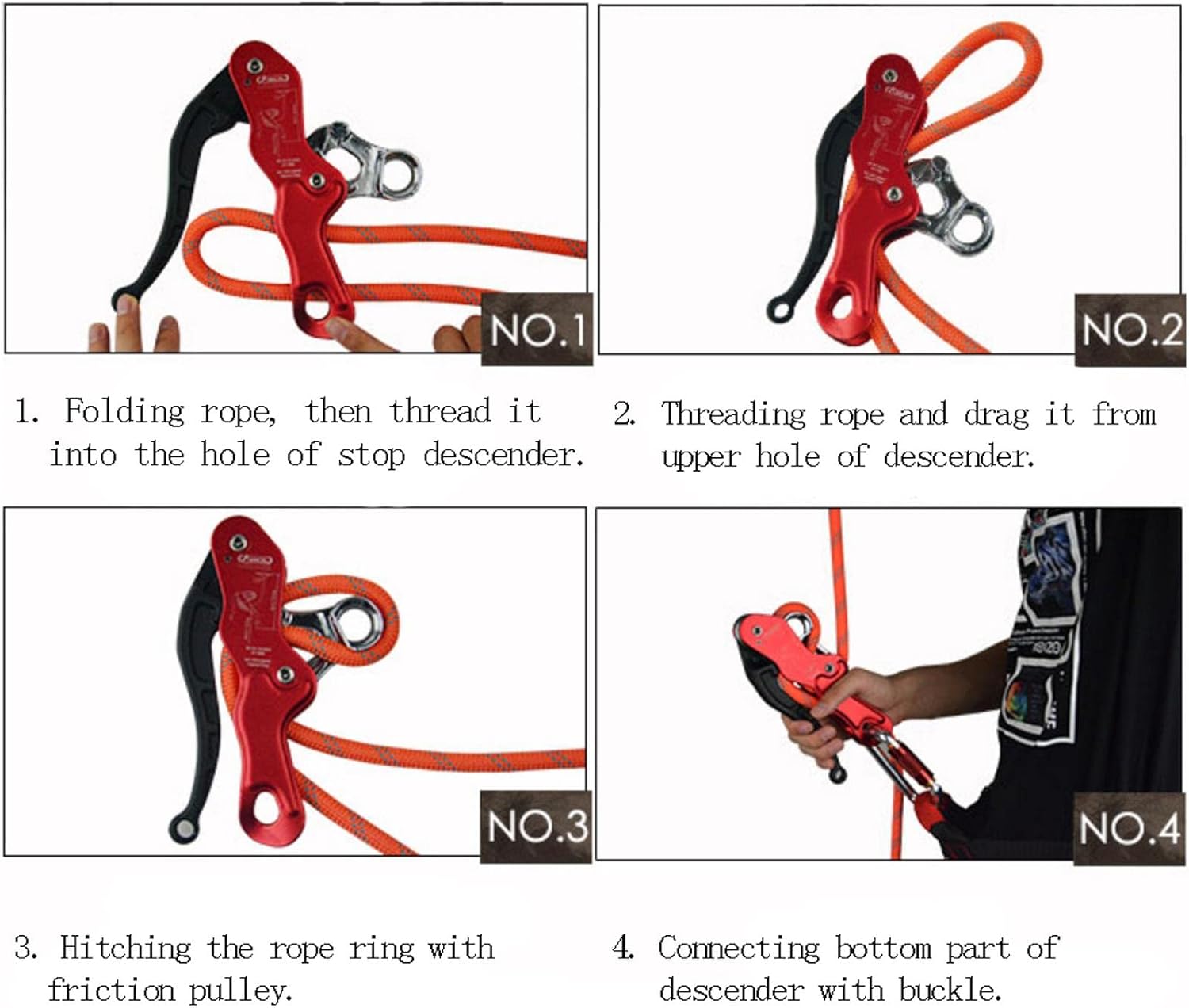 Double Stop Descender Belay Device for Rock Climbing and Tree Rigging - 12mm Rope