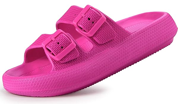 Weweya Sandals for Women and Men - Pillow Slippers - Double Buckle Adjustable Slides - EVA Flat Sandals