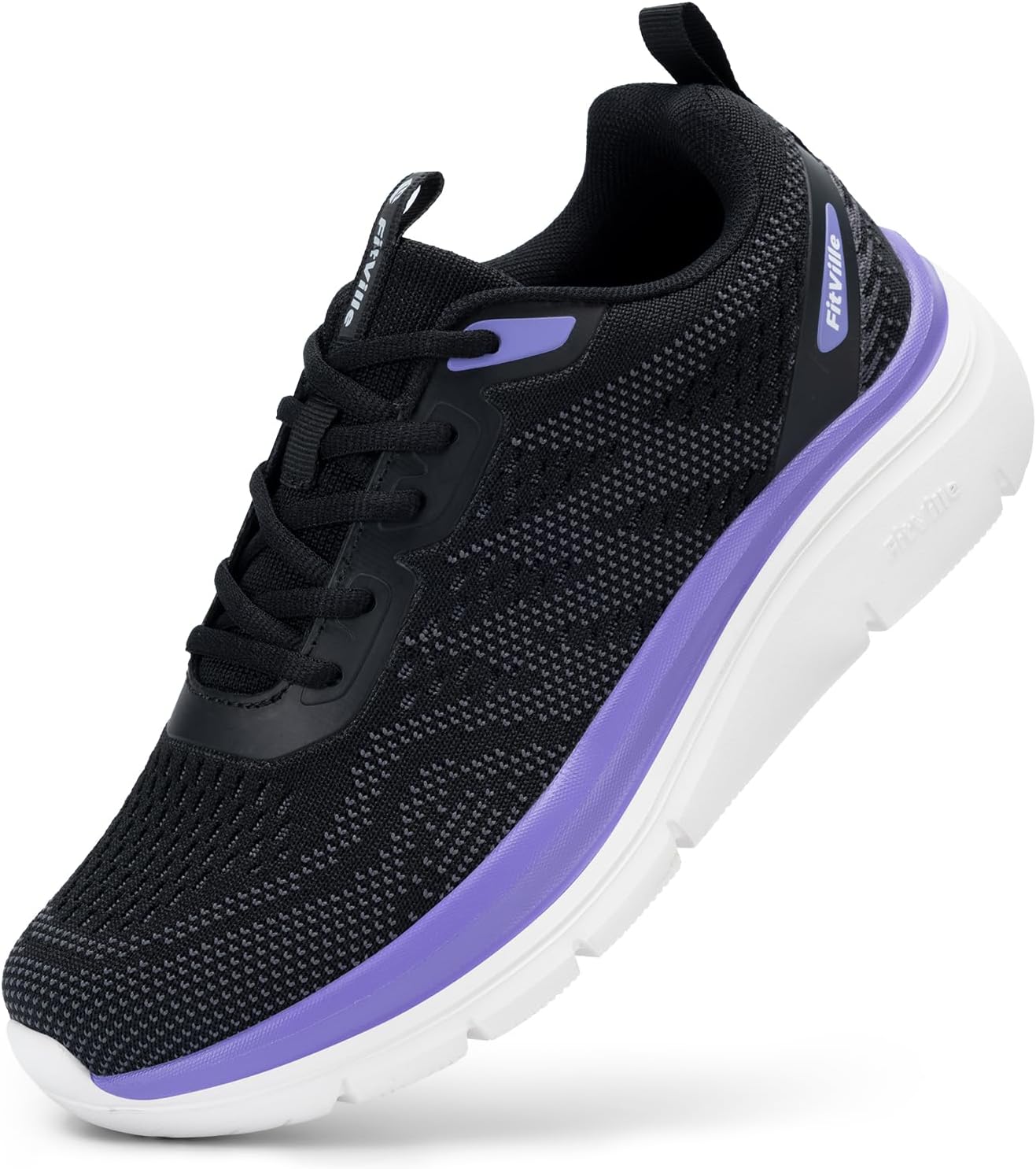 FitVille Women's Walking Shoes Wide Width Sneakers Wide Shoes for Women Foot Pain Relief - Cloud Walker V8