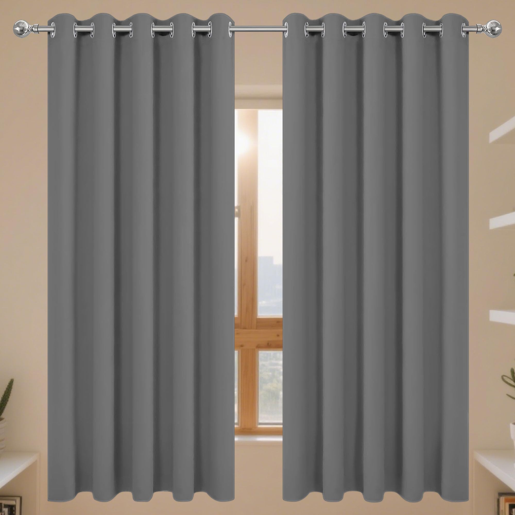 Bloquer lumière 100% avec le rideau occultant gris foncé pour retrouver un sommeil profond