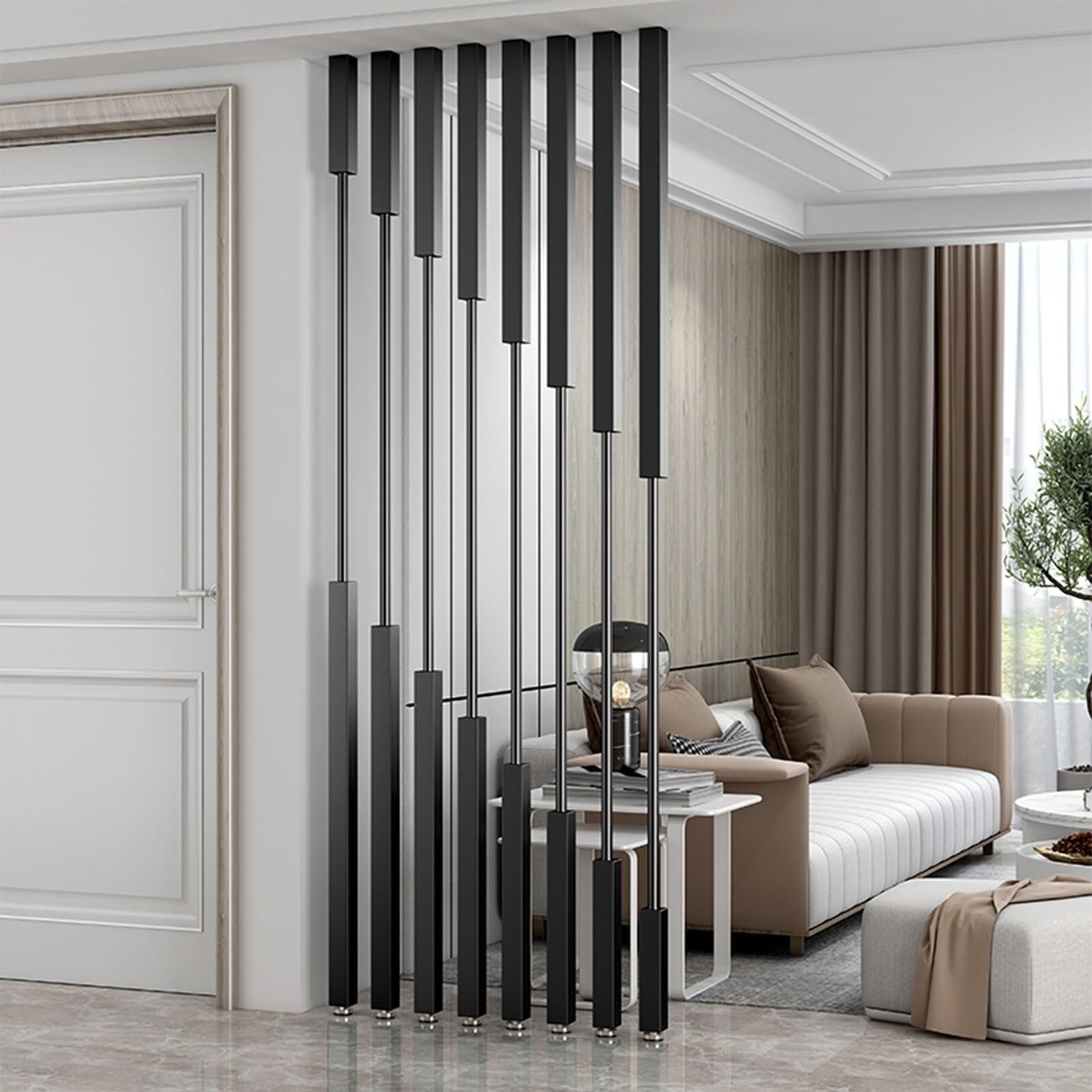 Room Divider Privacy Screens, Freestanding Wall Post For Home Office Studio, No Drilling Required, Columnar Design(8pcs-a,240cm/94in/7.9ft)