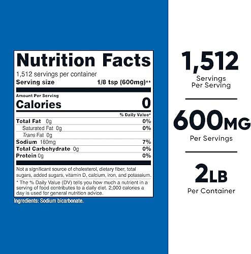 Miniatura 2 de Nutricost Bicarbonato de sodio (2 libras) - 600 mg por porción, sin OMG, sin gluten