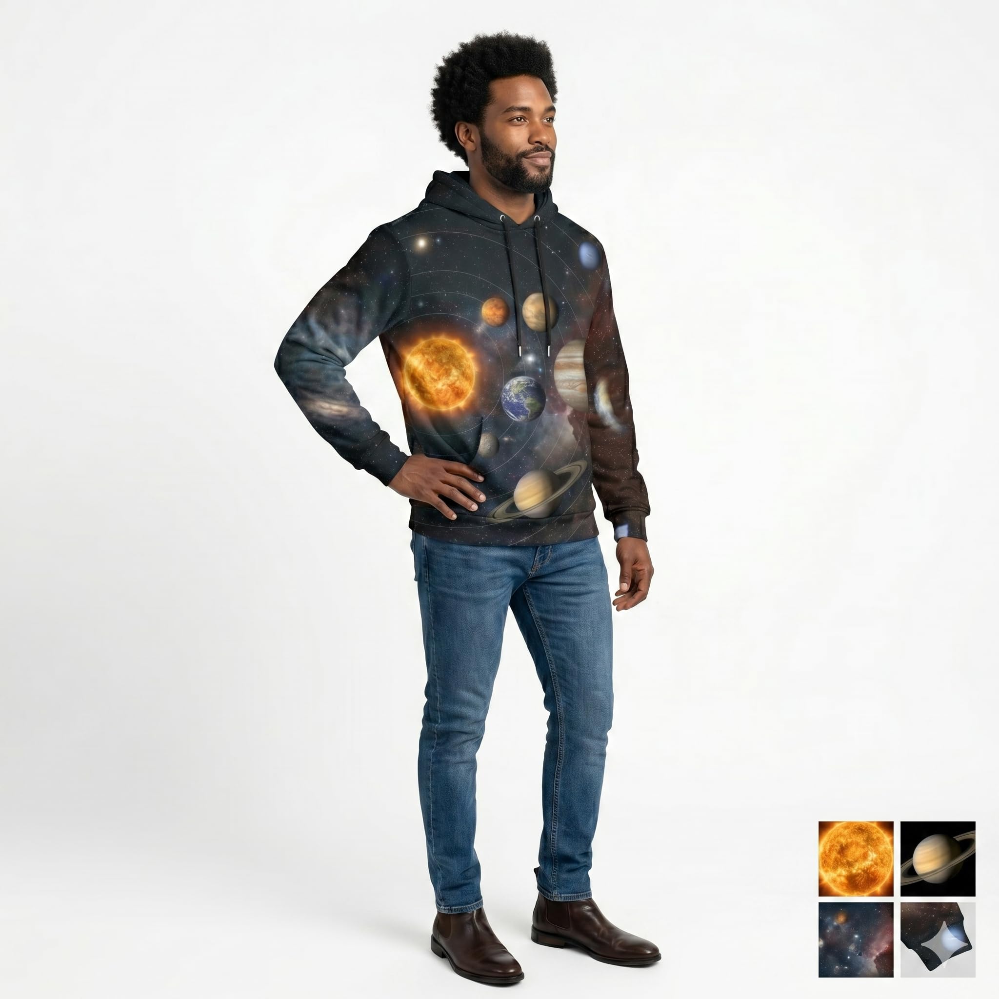 Felpa con Cappuccio Sistema Solare Pianeti Galassia Universo Astronomia Spazio Design Unisex Regalo Per Amanti dell’Astronomia e della Scienza