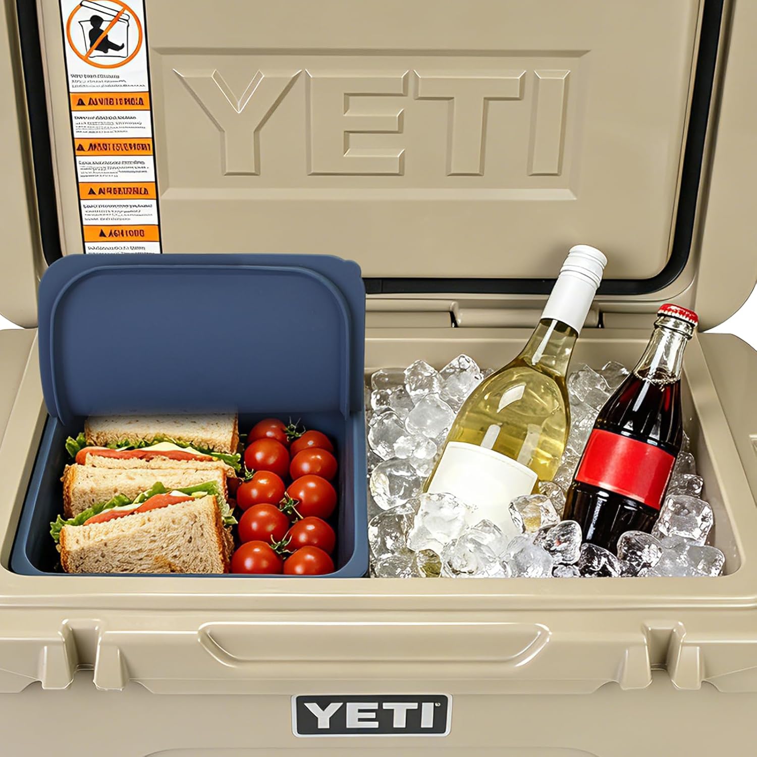 Silicone Cooler Basket Organizer with Lid, Compatible with Yeti Tundra 45 Cooler, Foldable Dry Goods Tray Insert for Camping, Tailgating, Travel & Storage