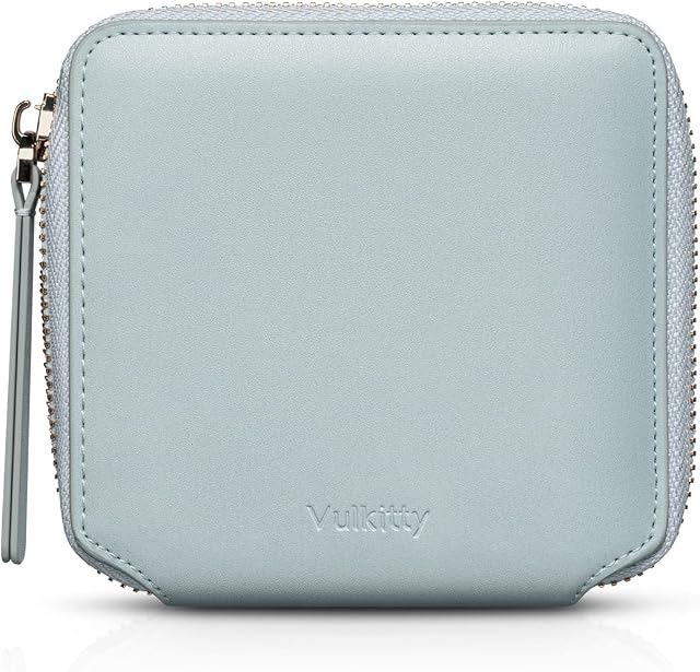 Vulkitty Wallet for Women RFID Blocking Bifold Slim Coin Purse Credit Card Holder with Zipper Pocket Case, Compact Size
