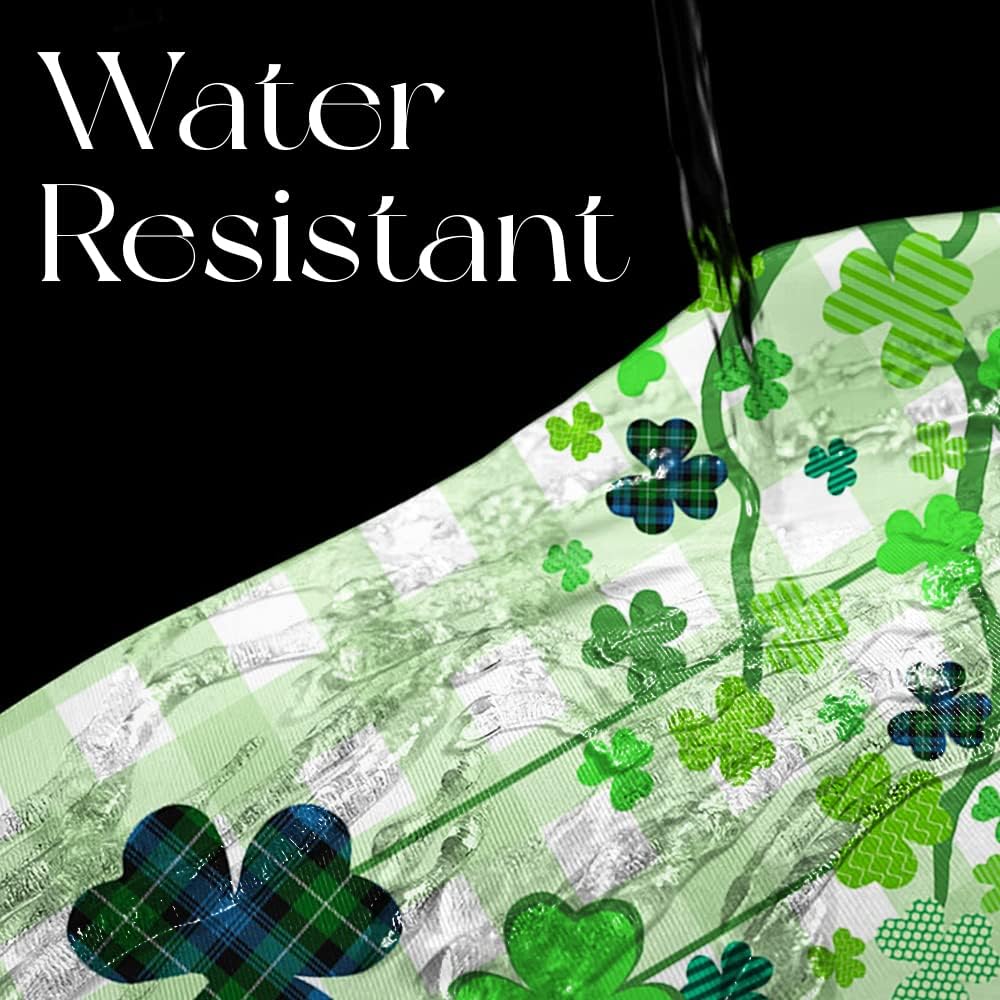 Happy St. Patrick's Day Shower Curtain Green Clover Shamrock Trees Gnome Elf Design Waterproof Fabric Polyester Farmhouse Style Shower Curtain Sets with 12 Hooks, 72x72 Inch