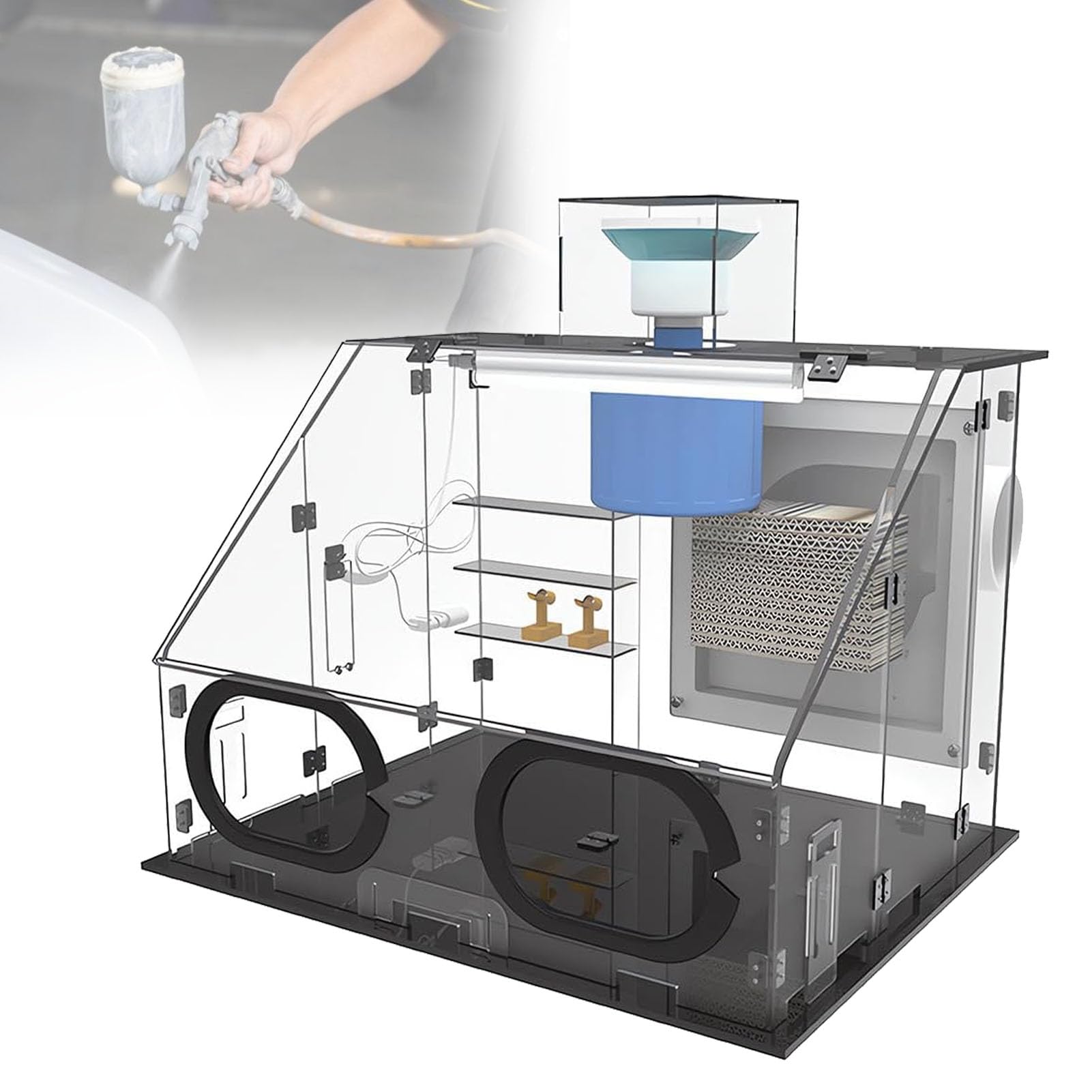 Cabine de pulvérisation aérographe LED anti-odeur pour ongles