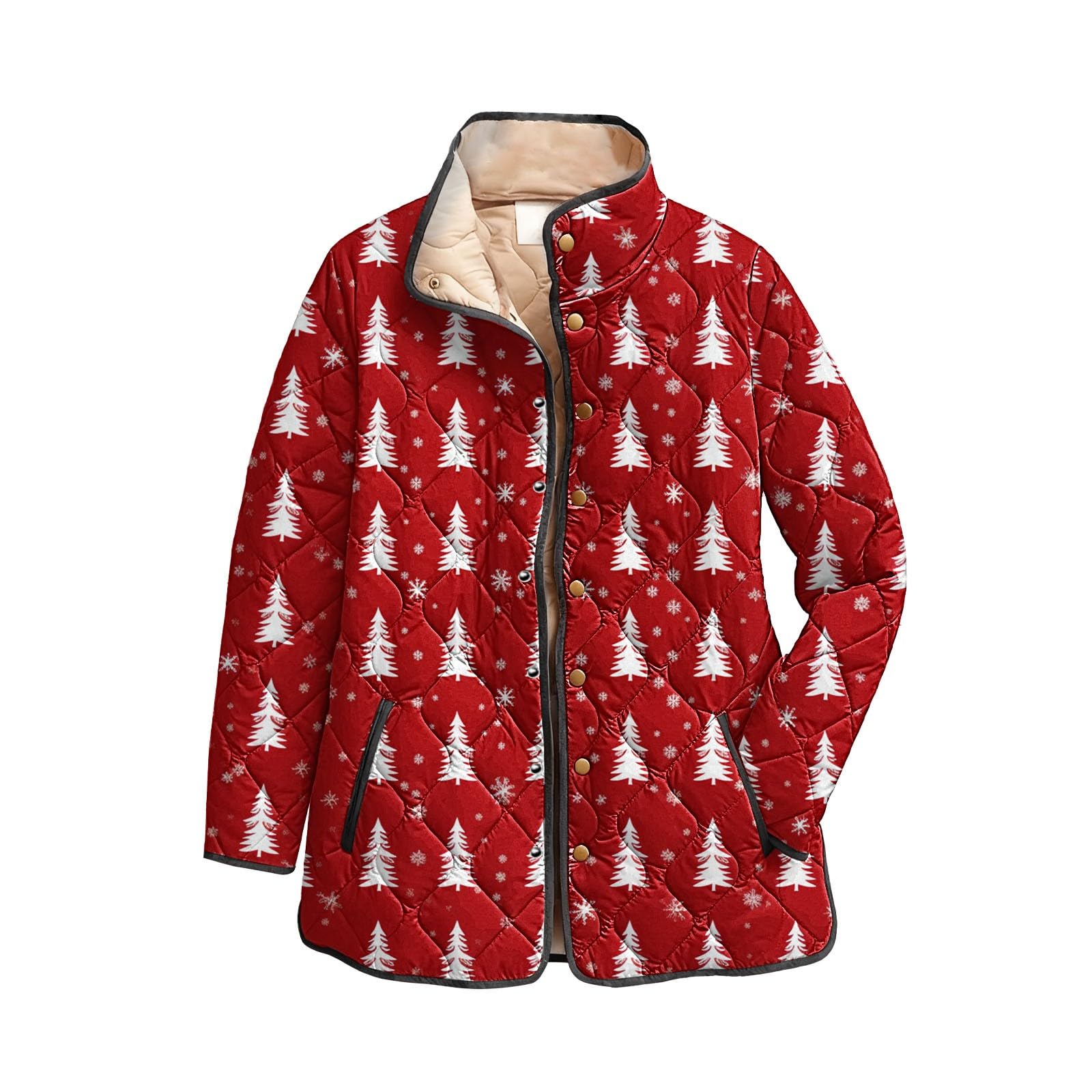 Cocila Giacca Invernale Trapuntata Stampata da Donna Taglie Forti Abbottonata A Maniche Lunghe Imbottita Leggera Piumino Argento Felpa Donna Elegante con Zip Cappotto Aderente Fantasia Cento