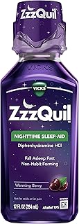 ZzzQuil, Sleep Aid, Nighttime Sleep Aid Liquid, 50 mg Diphenhydramine HCl, Fall Asleep Fast, Non-Habit Forming, Warming Berry Flavor, 12 FL OZ