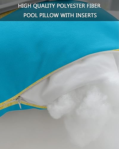 Miniatura 7 de Geometry Aqua - Almohada para silla de tumbona para exteriores, paquete de 4 fundas impermeables para reposacabezas lumbares, con inserto y banda