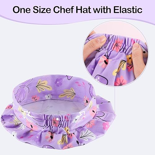 Miniatura 4 de MHJY Juego de delantal y sombrero de chef para niños, para cocinar, hornear, pintar, bonito delantal para niñas pequeñas con bolsillos, mariposa