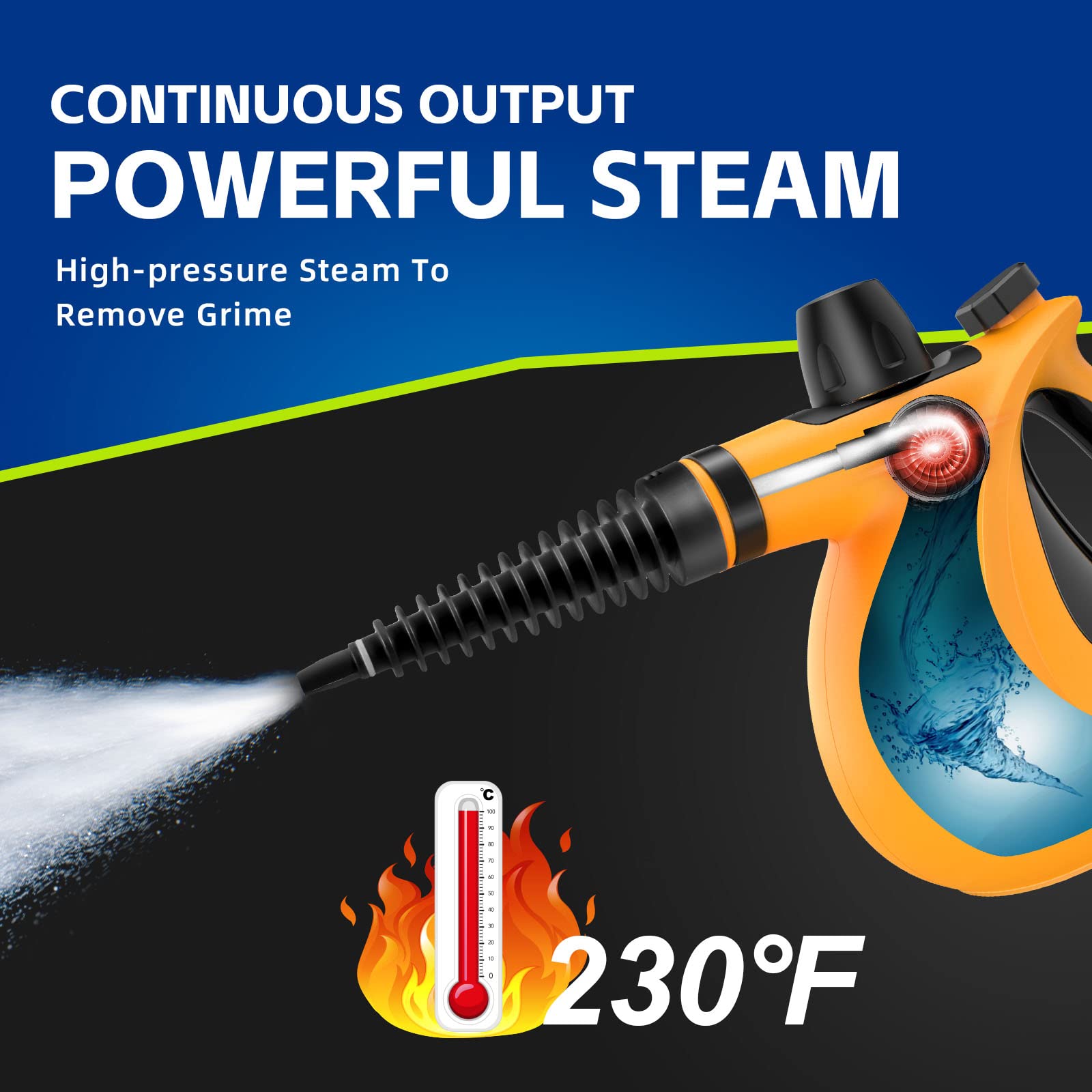 Handheld Steam Cleaner, Pressurized Multi-Surface Steam Cleaner with 11pcs Accessories, Chemical Free Multi-Purpose Steam Cleaners for Home Use, Steamer for Cleaning Floor, Tile, Windows, Couch, Grout and Car