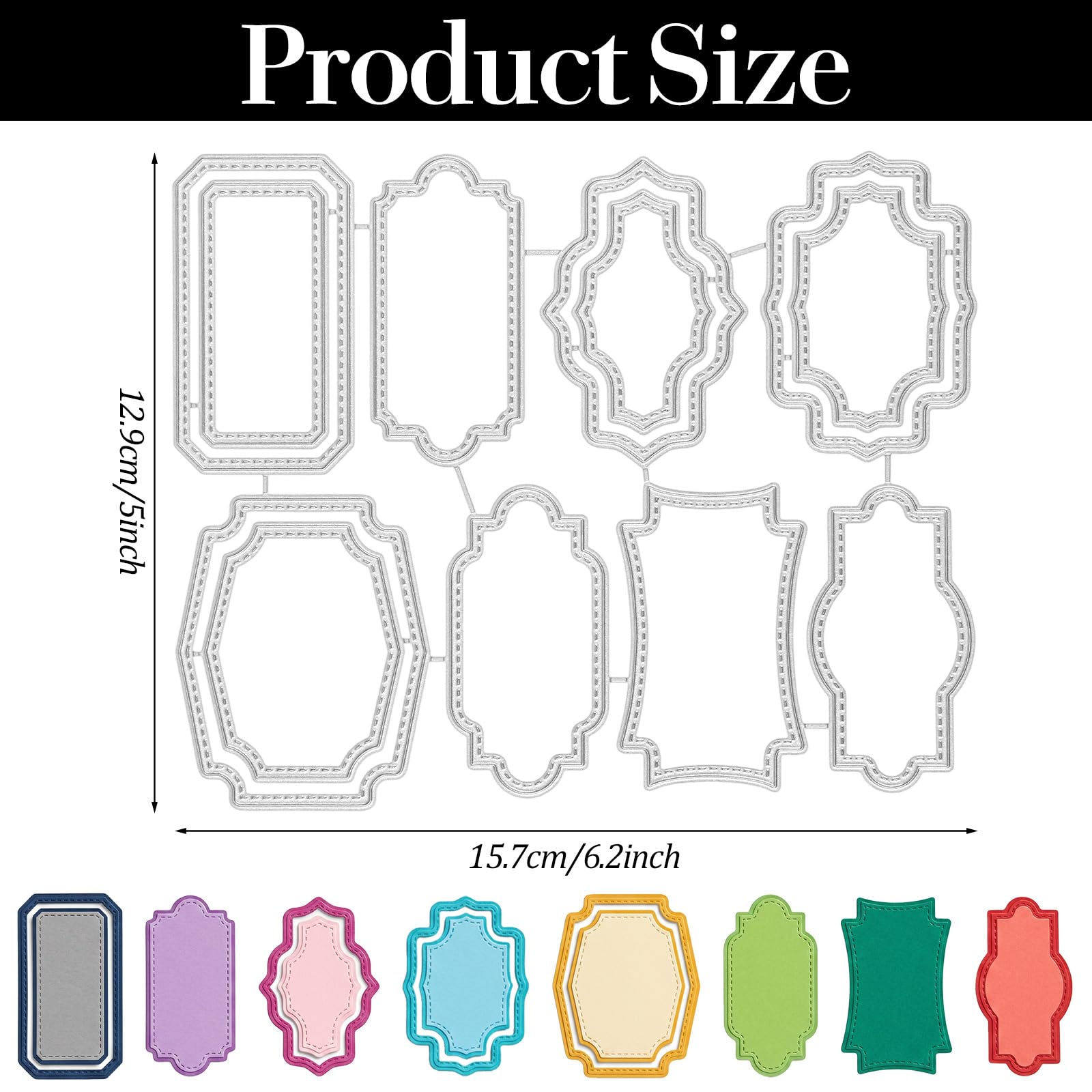 Metall-Stanzschablonen Set 8 Teile, Rechteck Etikettenrahmen Prägeschablone, Klein Stanzschablonen für DIY Album, Kartenherstellung Und Scrapbooking, Kreative Papierprojekte & DIY-Geschenke
