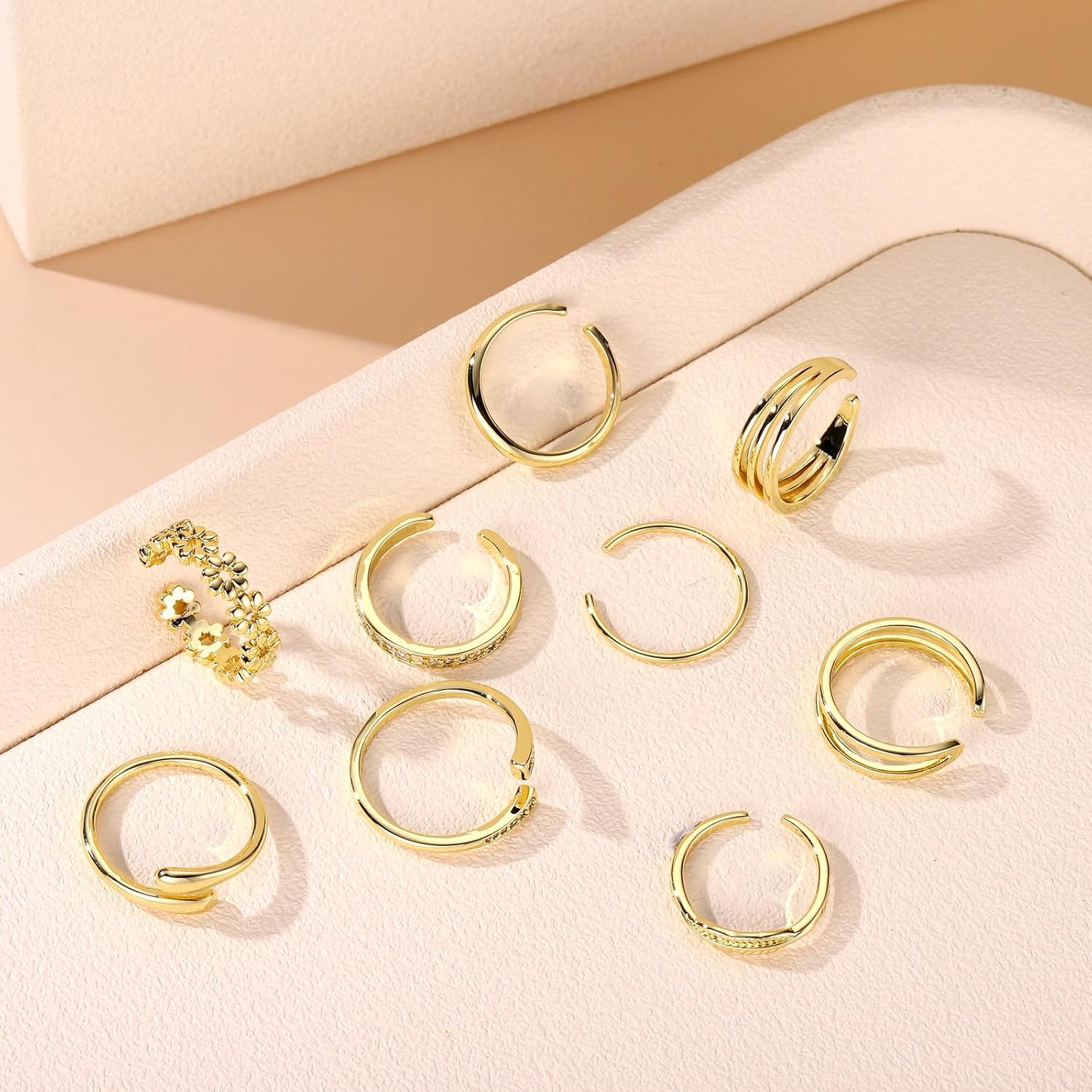 Mikovivi 9pcs Toe Rings for Women, Adjustable Open Toe Ring Set Hawaiian Summer Beach Foot Jewelry for Women