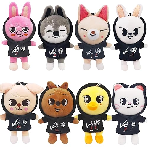 RHEETADA 8 PCS Skzoo Plushies SKZ Plush Doll for Fans and Friends Soft Stuffed Animal Figure Doll for Kids and Adults Birthday Choice(Style A)