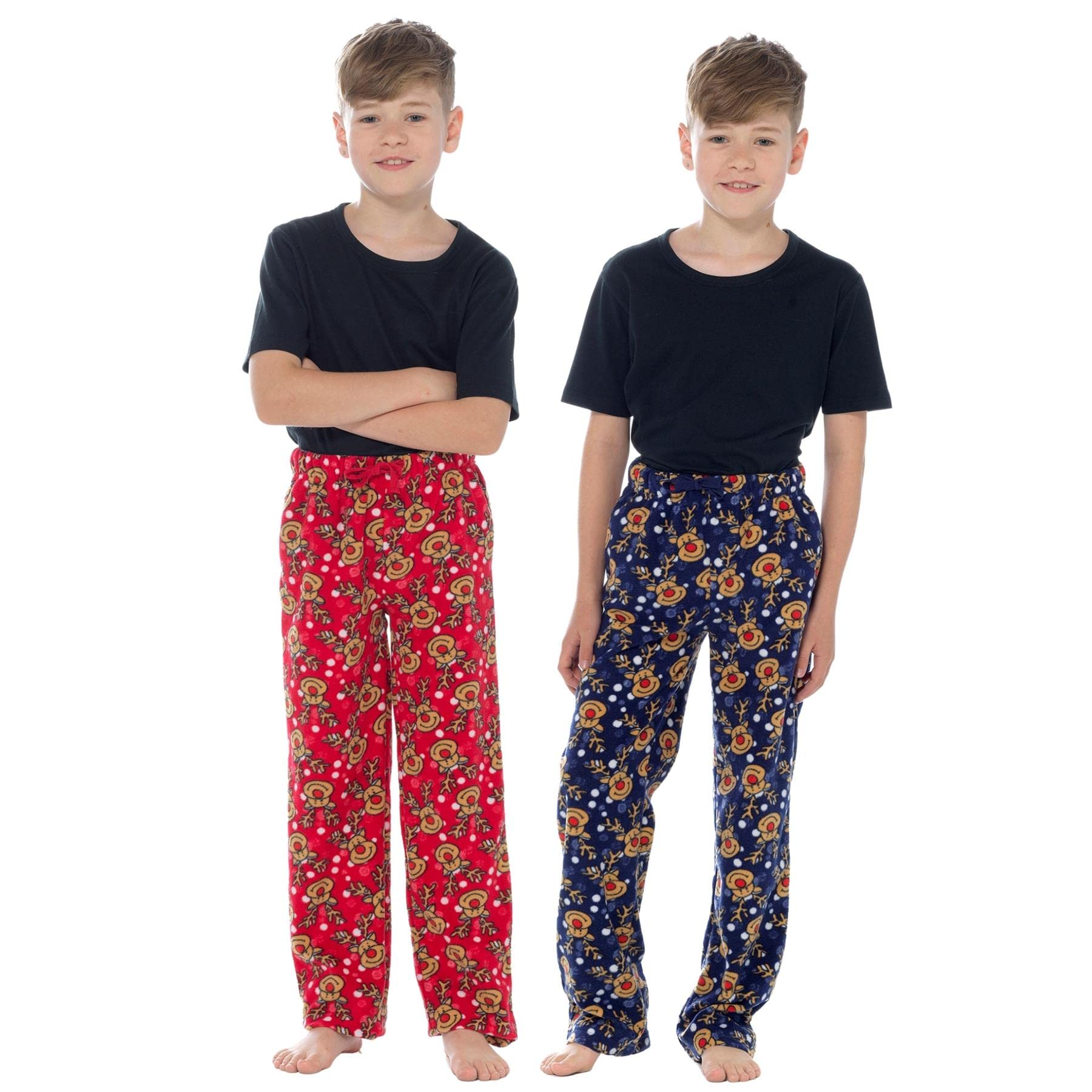 Style It Up Kids Boys Girls Matching Christmas Xmas Fleece Pyjamas Pants Soft Lounge Novelty (2COLS, 11-12 Years)