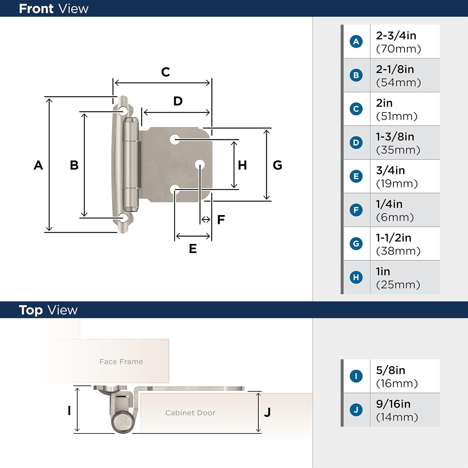 Amerock BPR7629G10 | Face Frame Cabinet Hinge | Variable Overlay Self Closing Face Mount | Satin Nickel | Kitchen Cabinet Door Hinge | 1 Pair/Pack | Functional Hardware