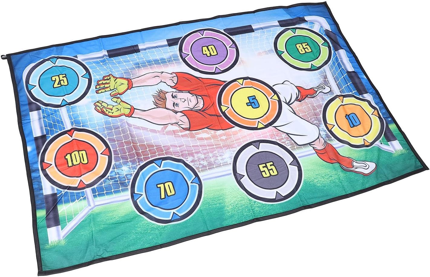 2 in 1 Soccer Ball Game Set with 2 Balls, Indoor Outdoor Soccer Target Goal Game, Soft Fabric Toss Soccer Toy for Kids, Hand Eye Coordination Motor Skills Training Mat for Backyard