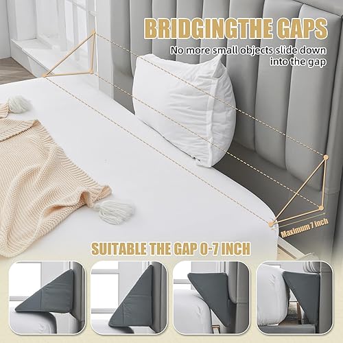 Miniatura 2 de DECMAY Almohada de cuña de cama tamaño King para cabecero, relleno de espacio de camacolchón, almohada de cuña de cabecero, cuña de almohada