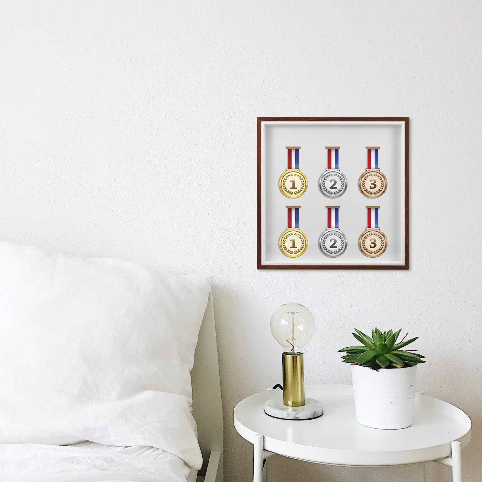 GALPADA Marco de Medallas para Maratón 30x30 Cm de Madera Resistente, Expositor Creativo y Compacto para Colgar Medallas y Exhibir Insignias en Hogar U Oficina